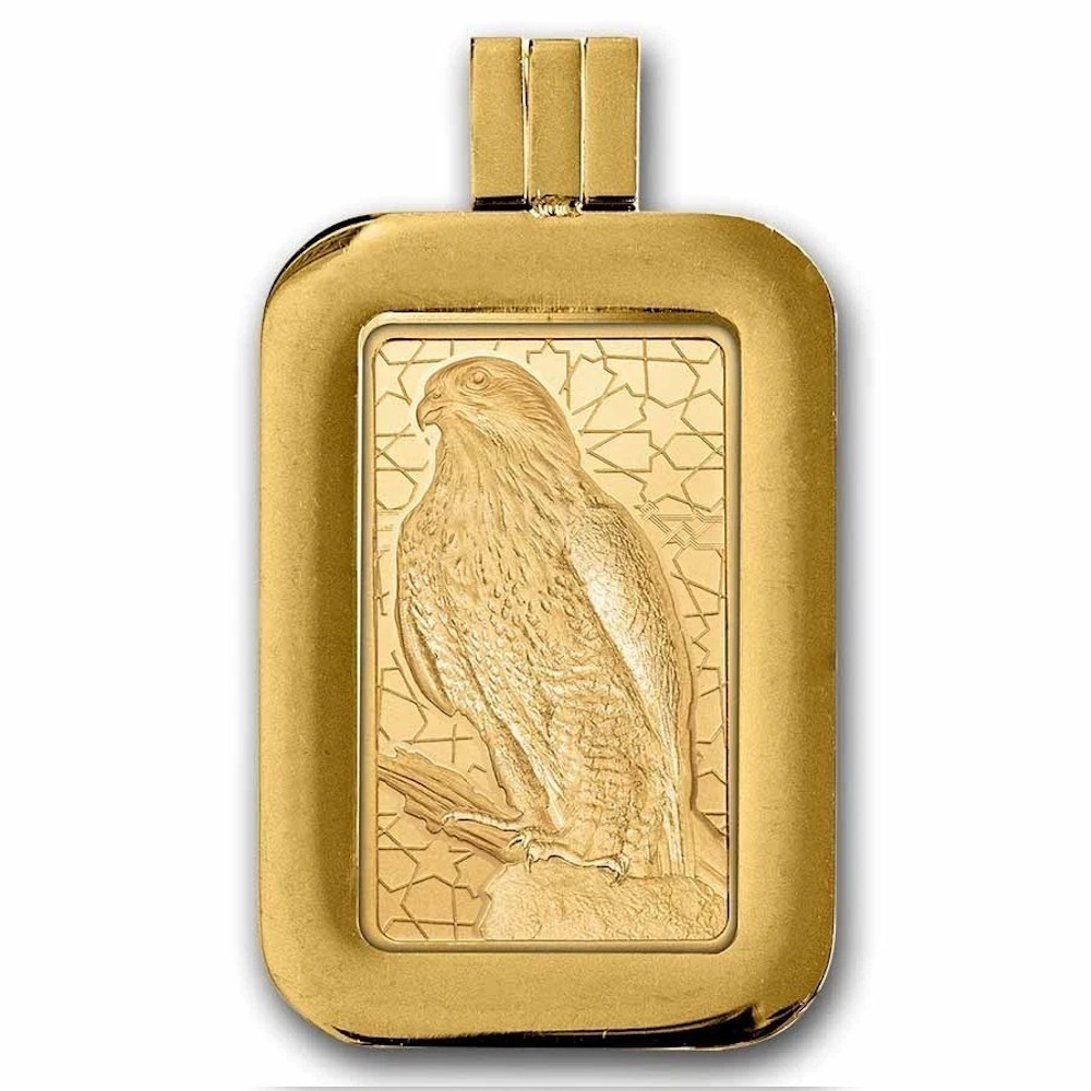 5 gram Gold Bar – PAMP Arabian Falcon (w/Assay & Frame)