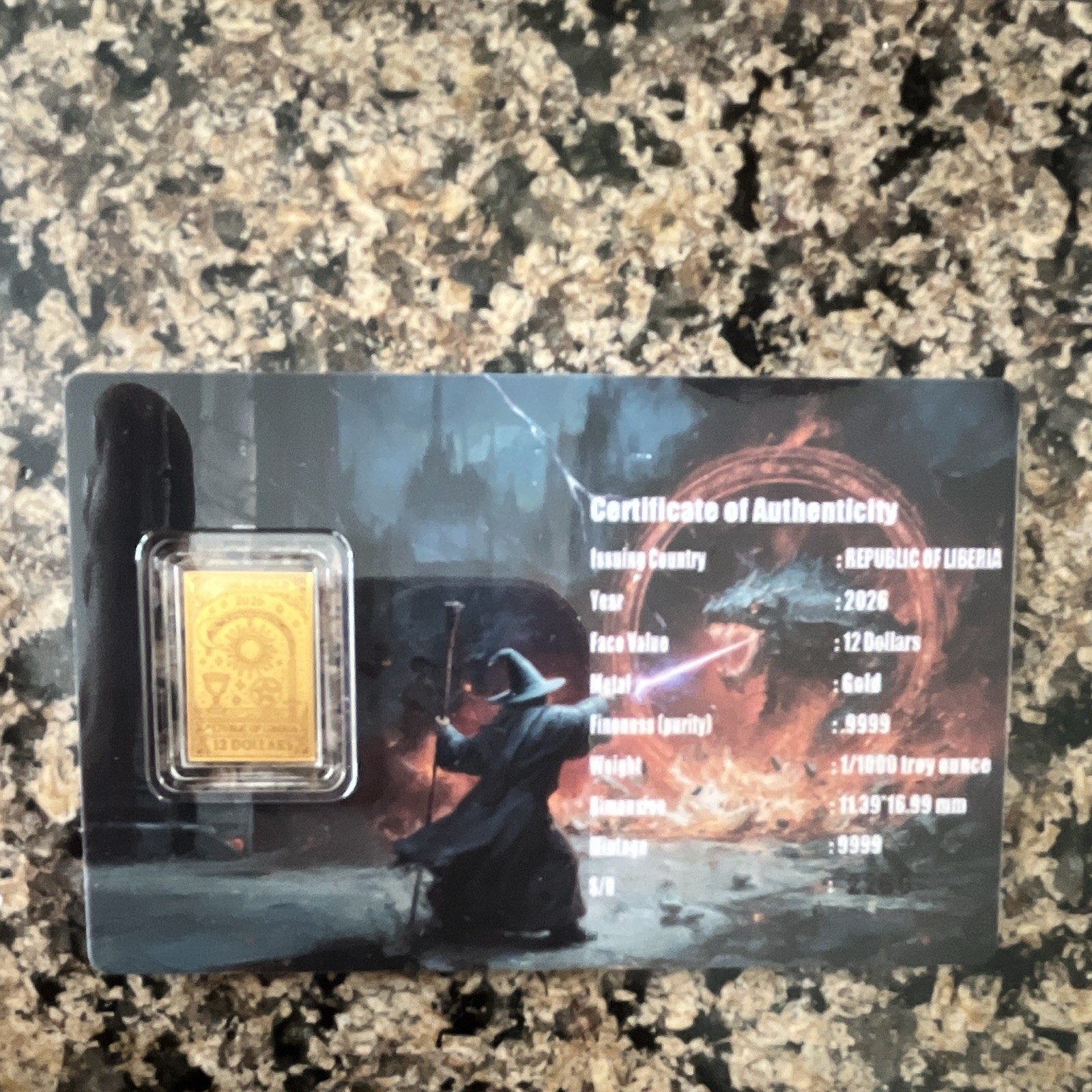 Republic of Liberia 2026 The Magician 1/1000 oz .9999 Fine Gold Bar