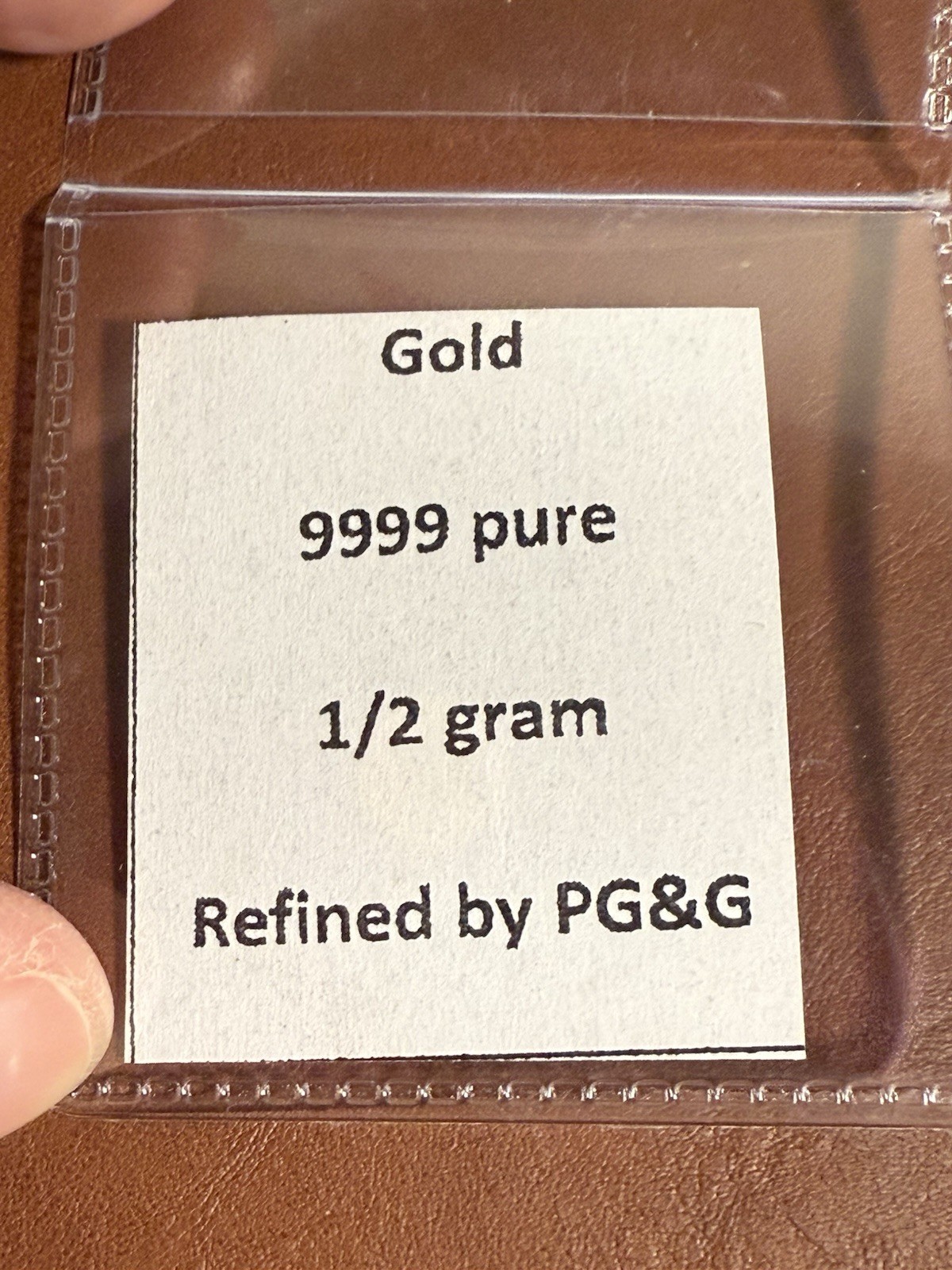 Gold 9999 Pure 1/2 Gram Refined By PG&G