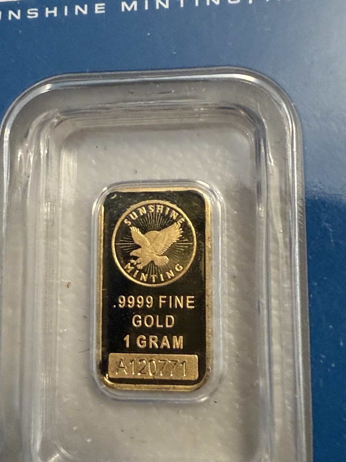 Sunshine Minting (SMI) 1 Gram 9999 Gold Bar-Sealed W Assay! W Security Feature🦅