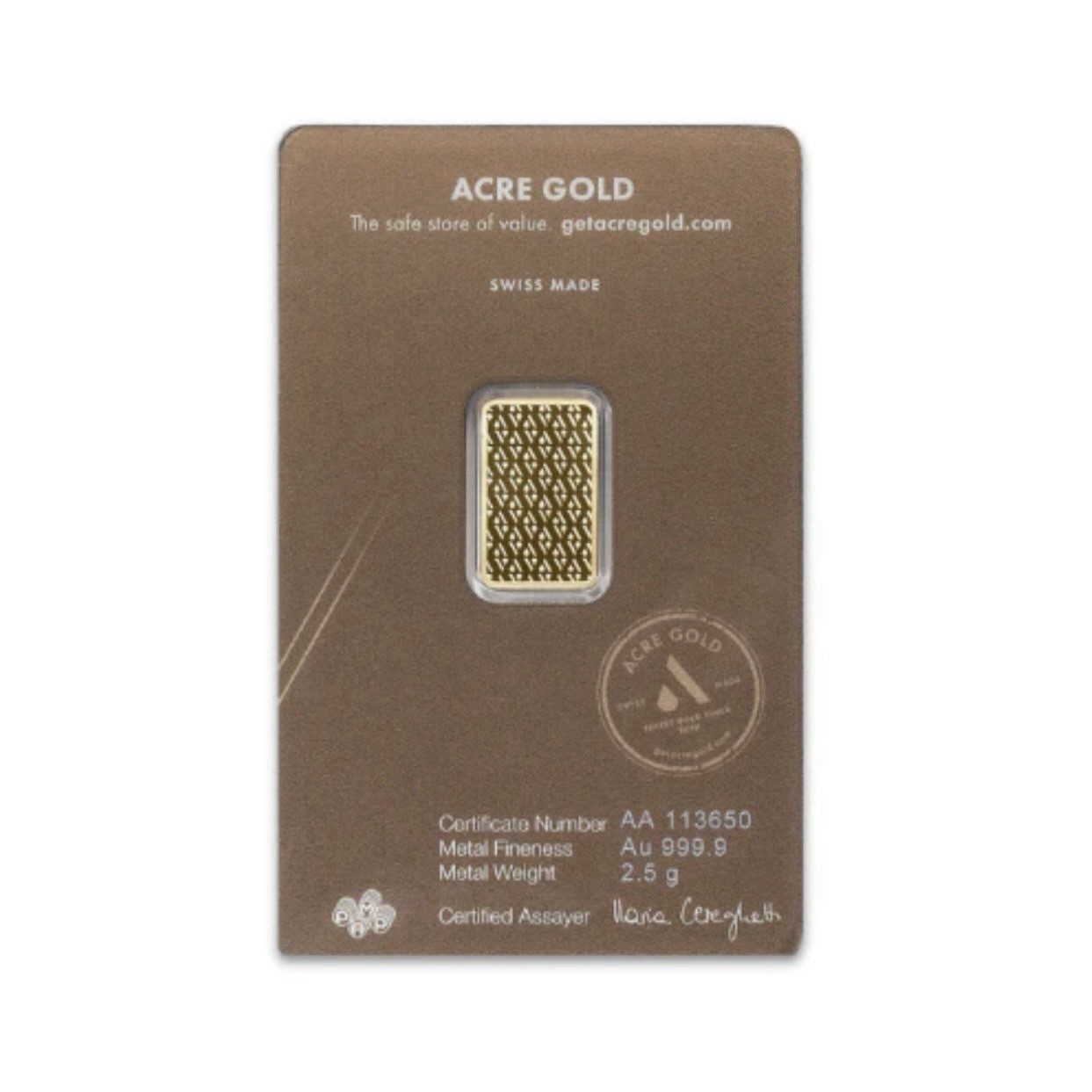 2.5 gram Gold Bar (In Assay) – Acre Gold Alpine Collection