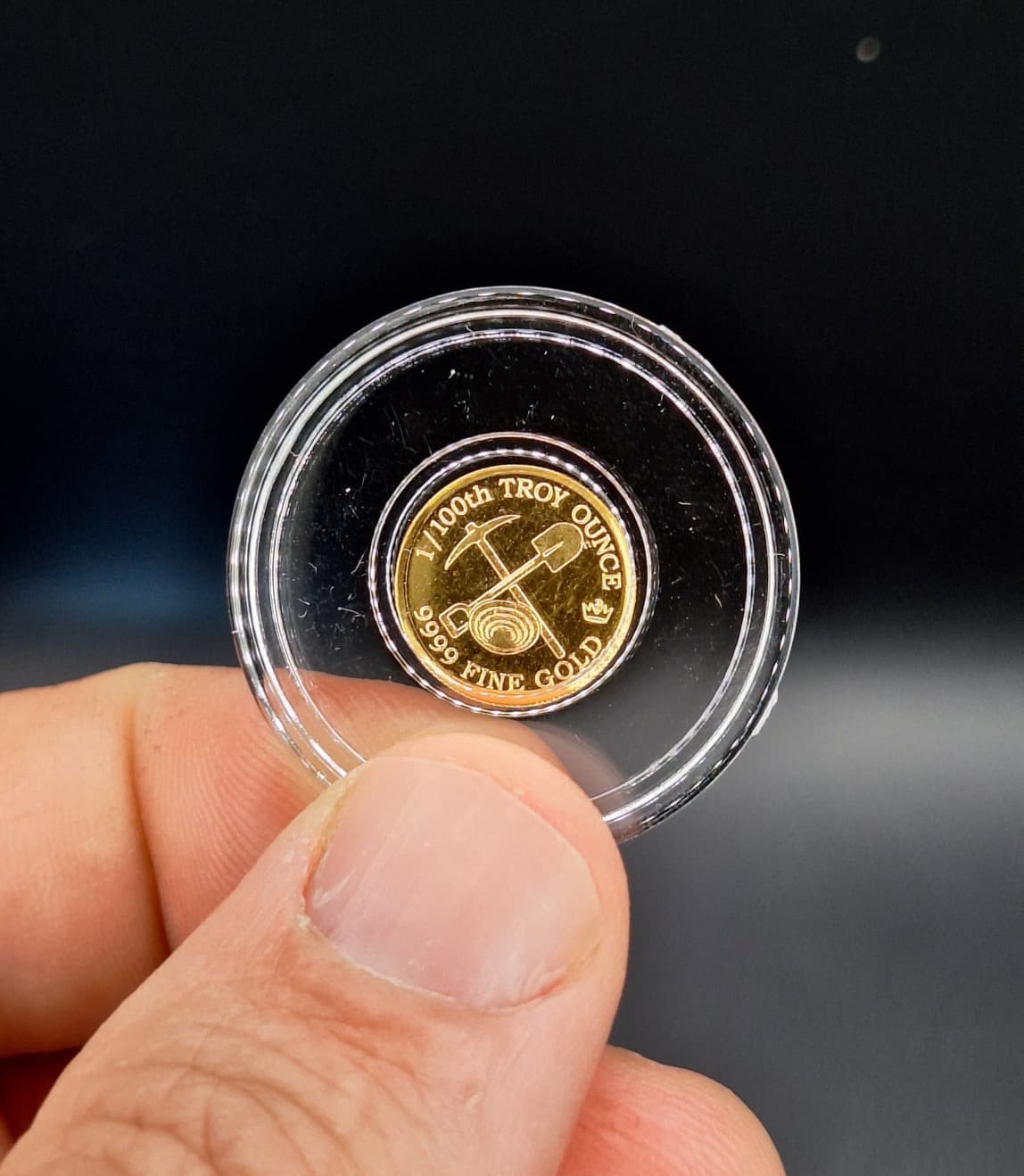 1/100 oz .9999 Gold Rush Miner Round Fractional Bullion w/ Capsule