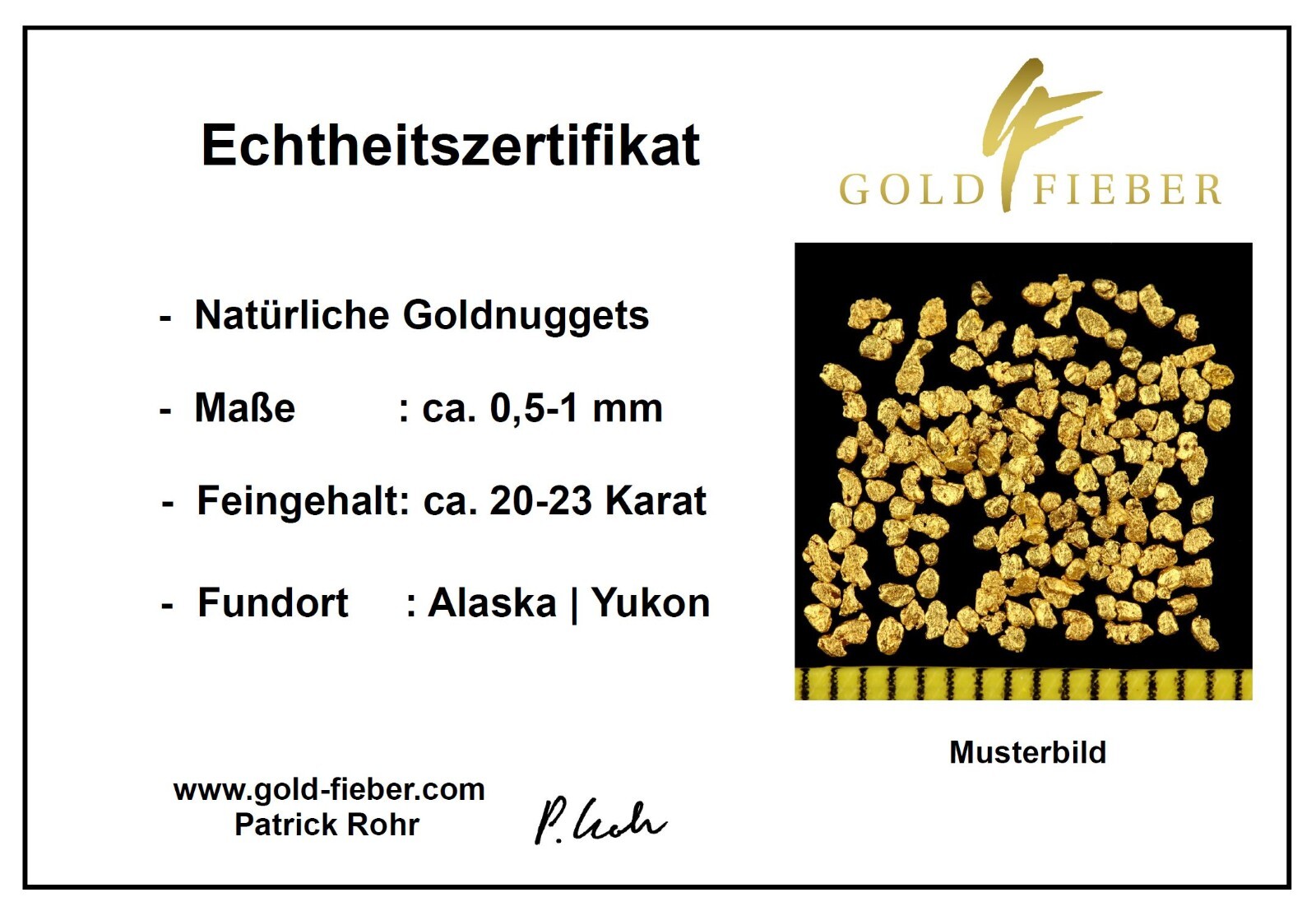 Gold nuggets from Alaska with certificate! 0.5 – 1mm Gift Bar Coin Carat