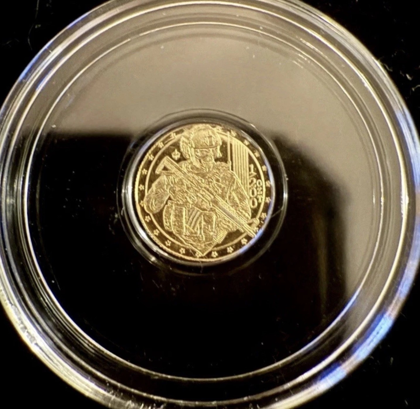 Monarch Mint 1/200 oz .9999 Fine Gold Tactical Skeleton Round Coin In Capsule