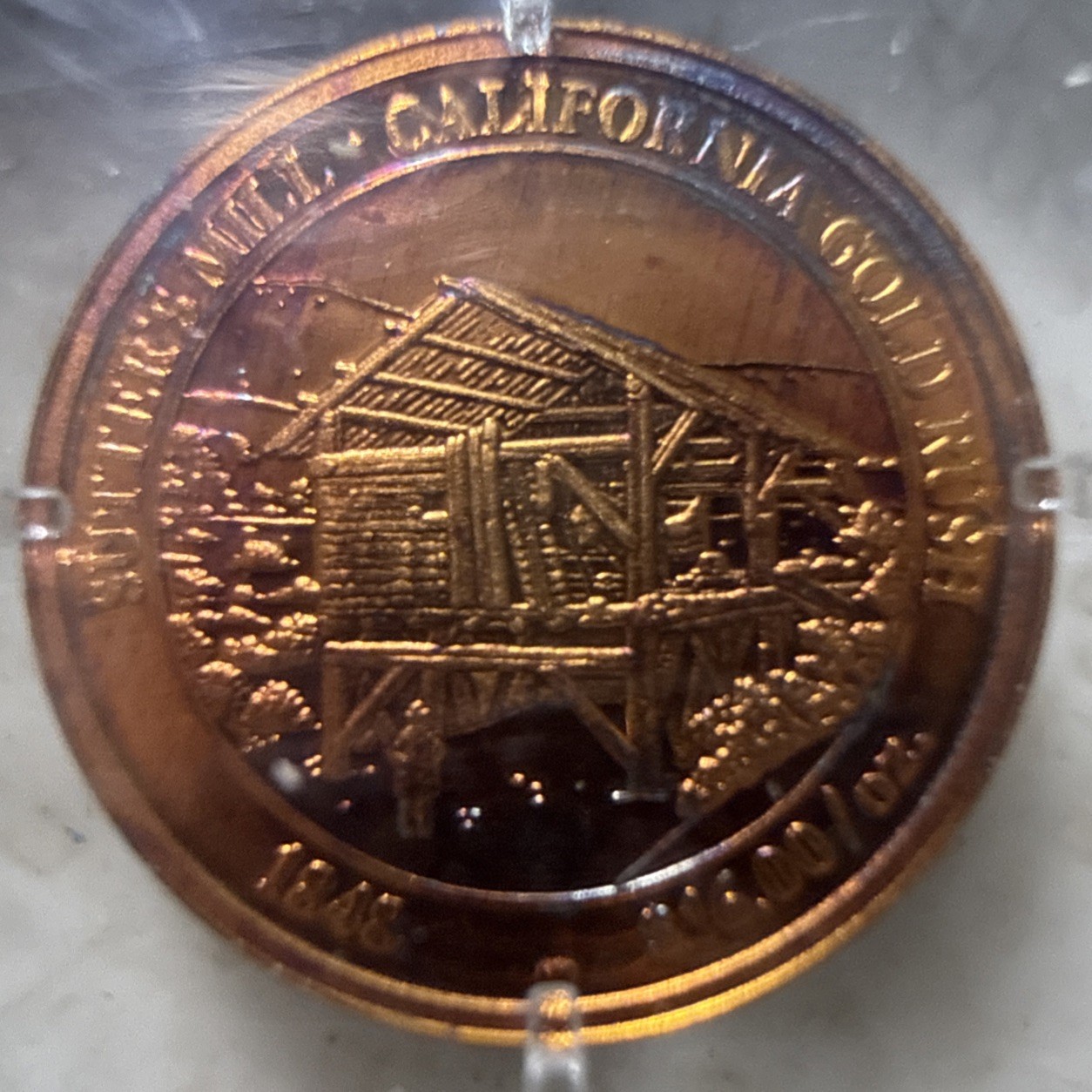 American Mint U.S. GOLD Coin FORT KNOX .585 PROOF Heavily Toned Purple & Blue