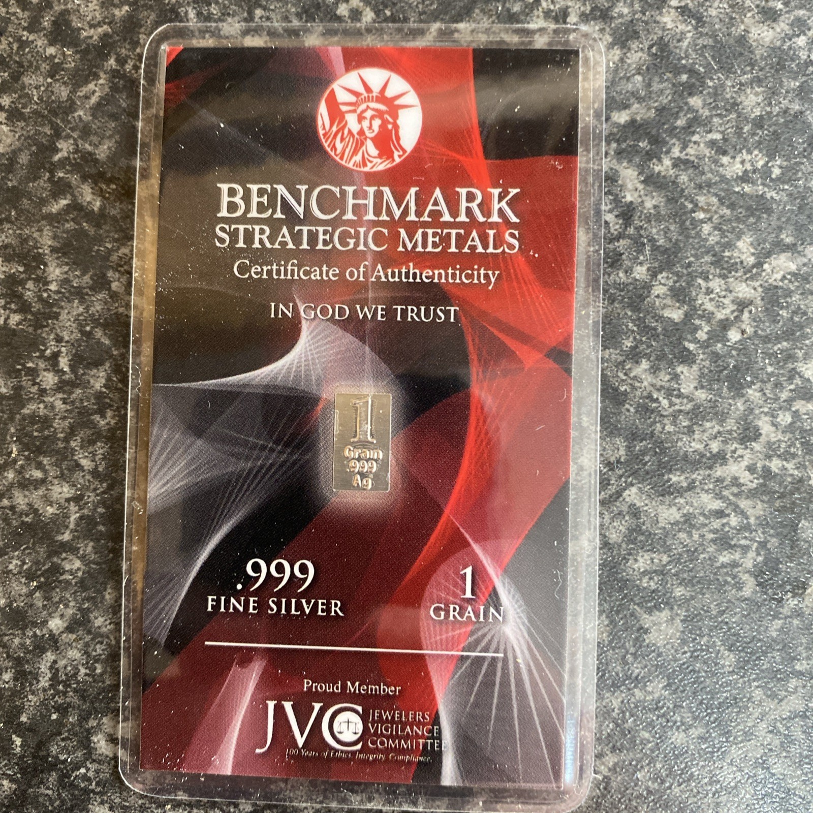 1 Grain Of. 999 Silver From Benchmark Strategic Metals