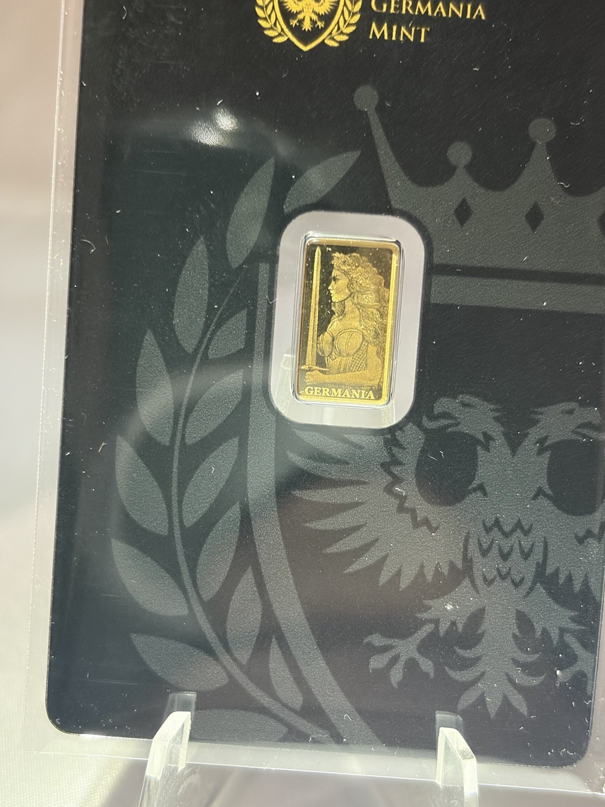 Germania Mint STAMPED BAR Lady Germania Minted 1/200 oz Gold Bar in Assay Card
