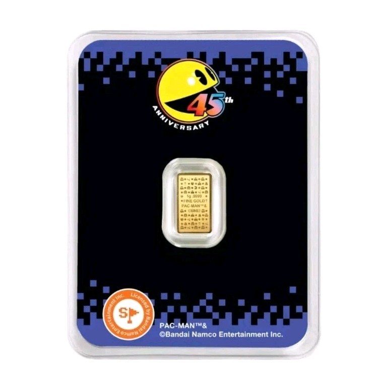 1g Gold Bar PAMP Pac-Man 45th Anniversary 999.9 Fine Gold in Blister