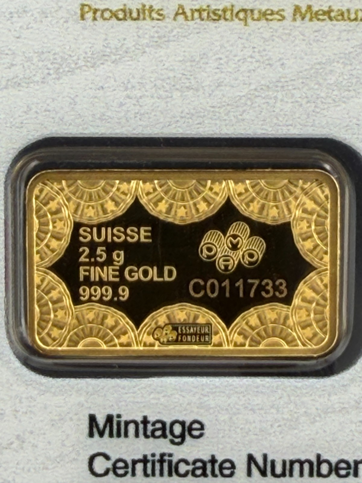 2.5 gram Gold Bar – PAMP 250th Anniversary of the USA
