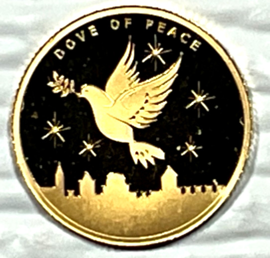 2022 Holy Land Mint Dove of Peace 1/25 oz Gold Round In Mint Capsule