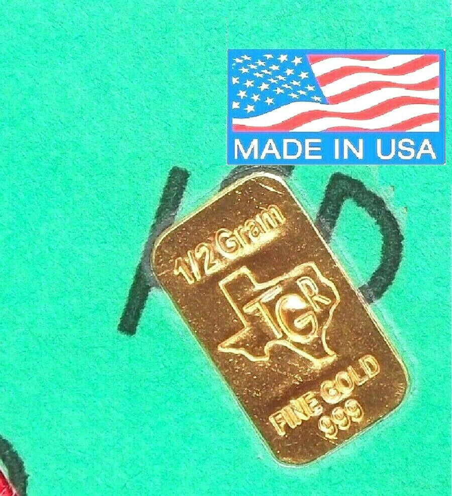 1 /2 gram Gold Bar – TGR TEXAS – 999.9 Fine in Assay