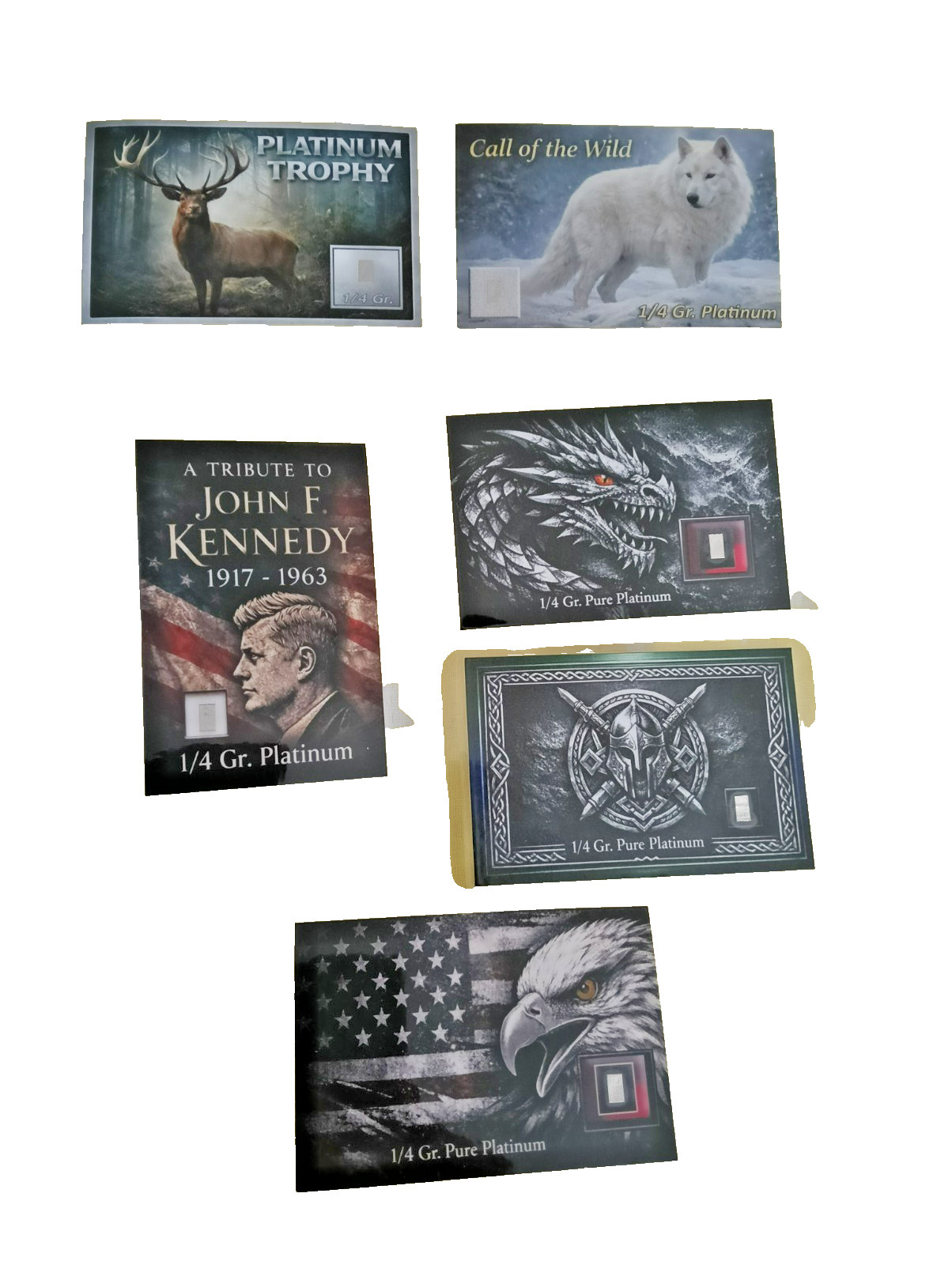 6 x pure platinum bar coin cards direct from USA Mint on DISCOUNT