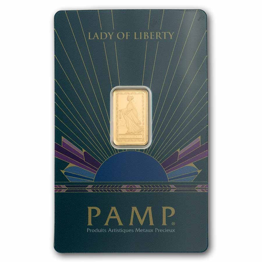 2.5 gram Gold Bar – PAMP Suisse Lady of Liberty (In Assay)