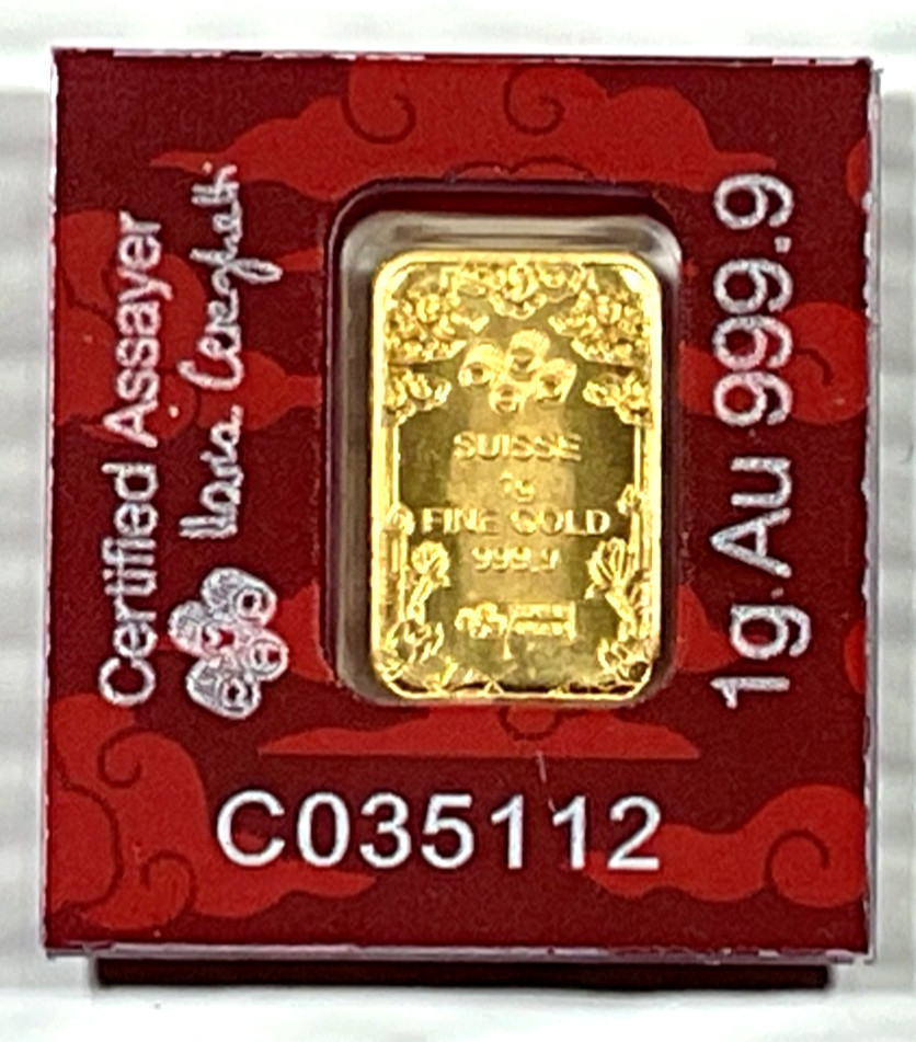PAMP Suisse Good Luck Dragon 1 Gram .9999 Gold Bar Multigram Year Of The Dragon
