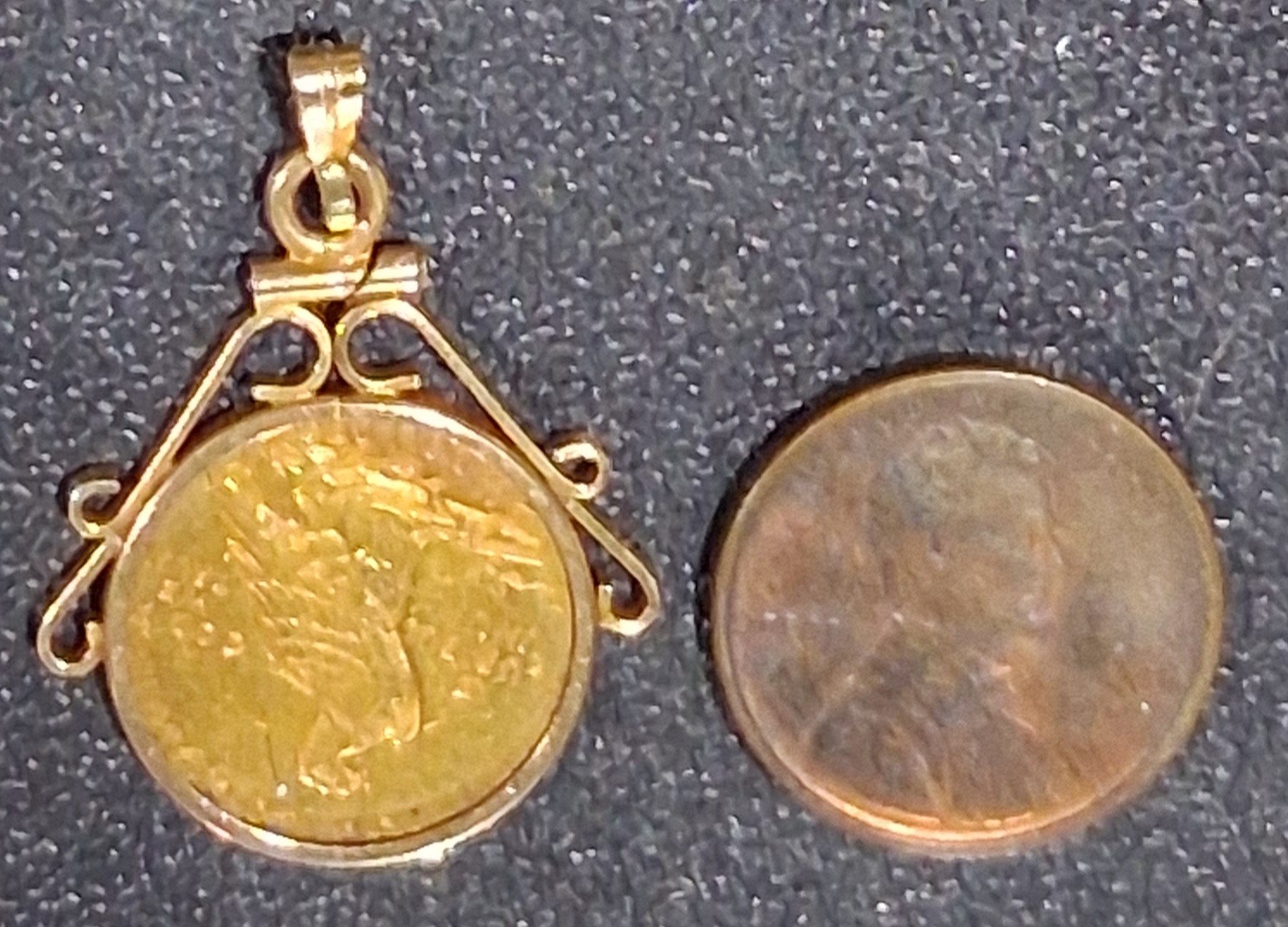 ✰ 1911 US Gold $2.50 Quarter Eagle Coin in 14k Bezel Antique Pre-1933 Coin ✰