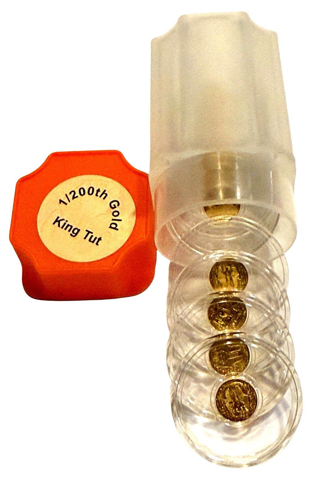 1/200 OZ MONARCH EGYPTIAN KING TUT .9999 FINE GOLD ROUND IN SEALED CAPSULE BU