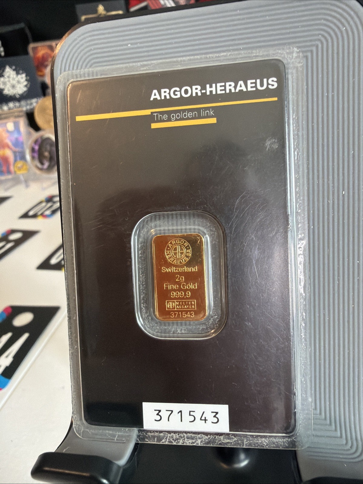 Argor Heraeus 2g Gold Bar MINT NEW! JM bullion Certified W/ Matching Numbers!