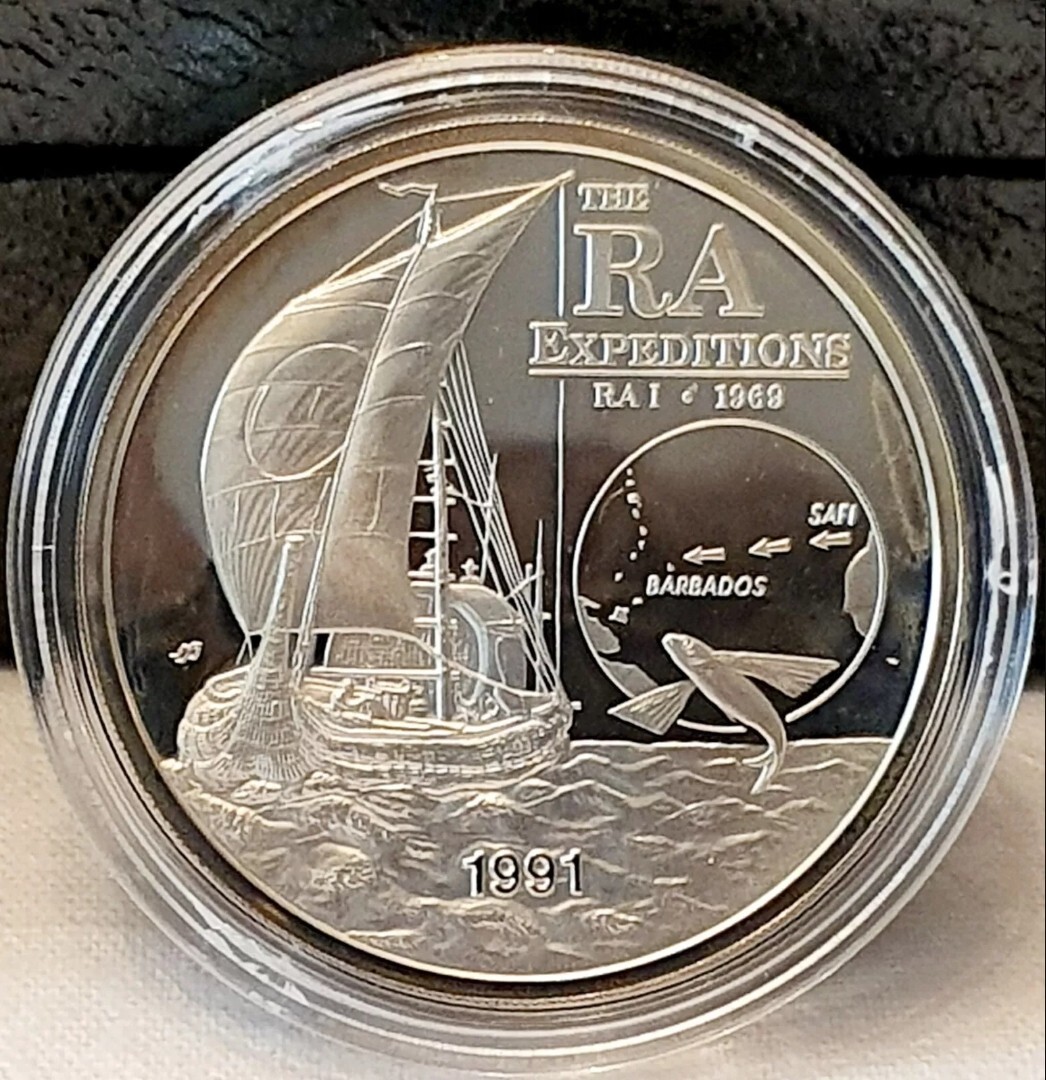 Thor Heyerdahl Autograph Gold 100 Tala Ra 2 and 2 silver Kon-Tiki and Ra 2 RARE!