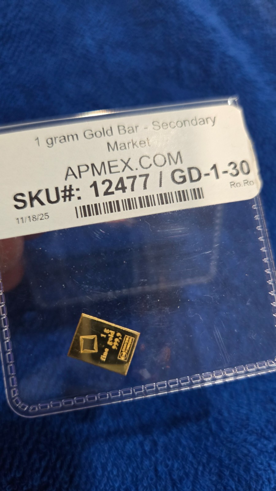 1 gram Gold Bar Valcambi .999 Fine Gold APMEX 24k Gold Bar
