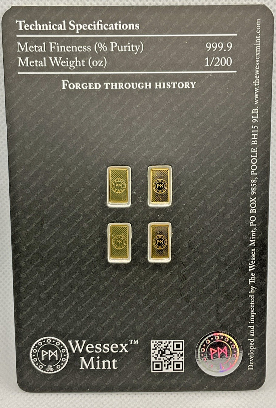 Wessex Mint – 4 X 1/200oz 999.9 Fine Gold Bar – 🐼Panda🐼 – Sealed Gold Bullion