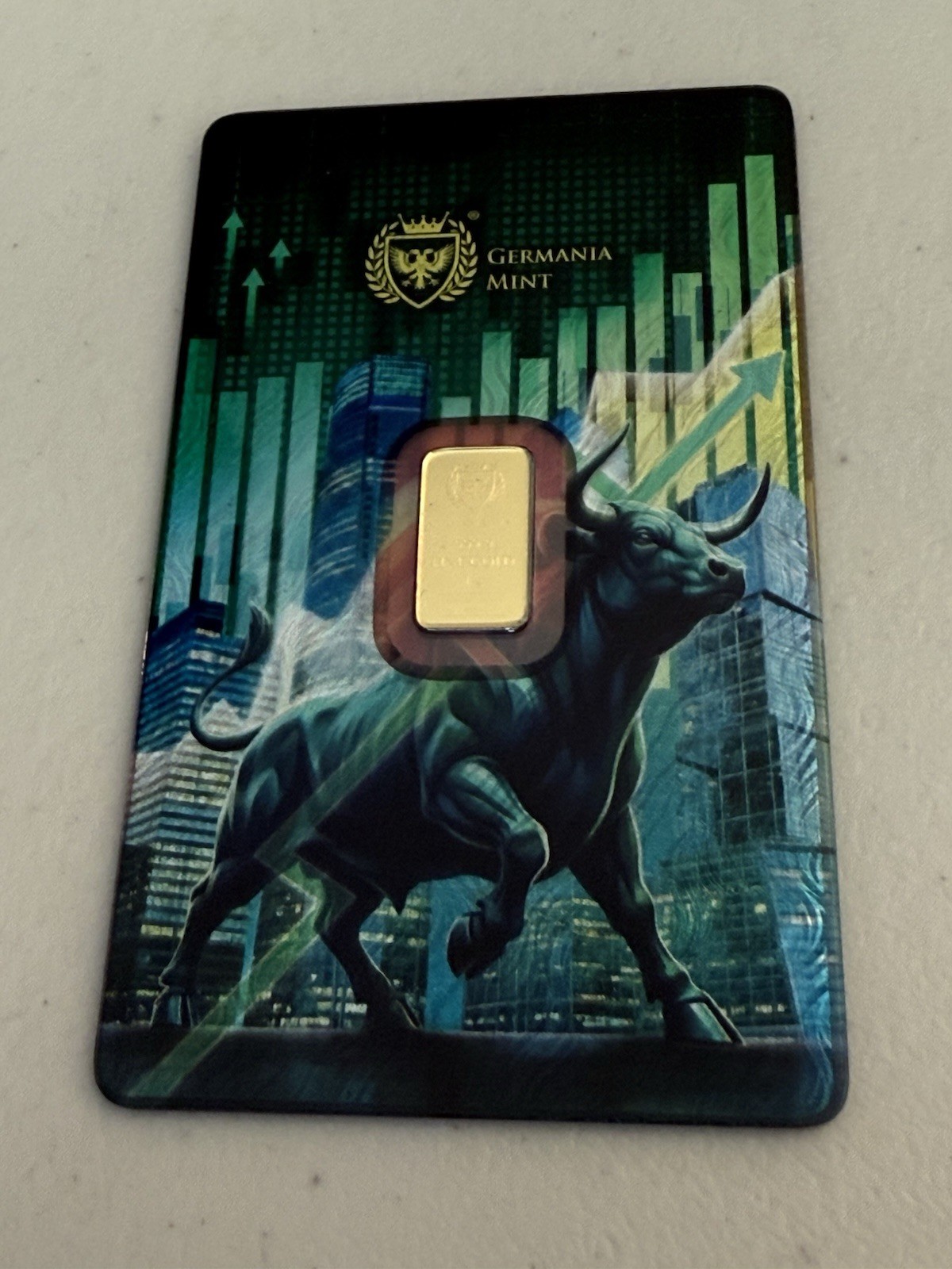 2026 Germania Mint Bull & Bear 1g Gold Bar in Card