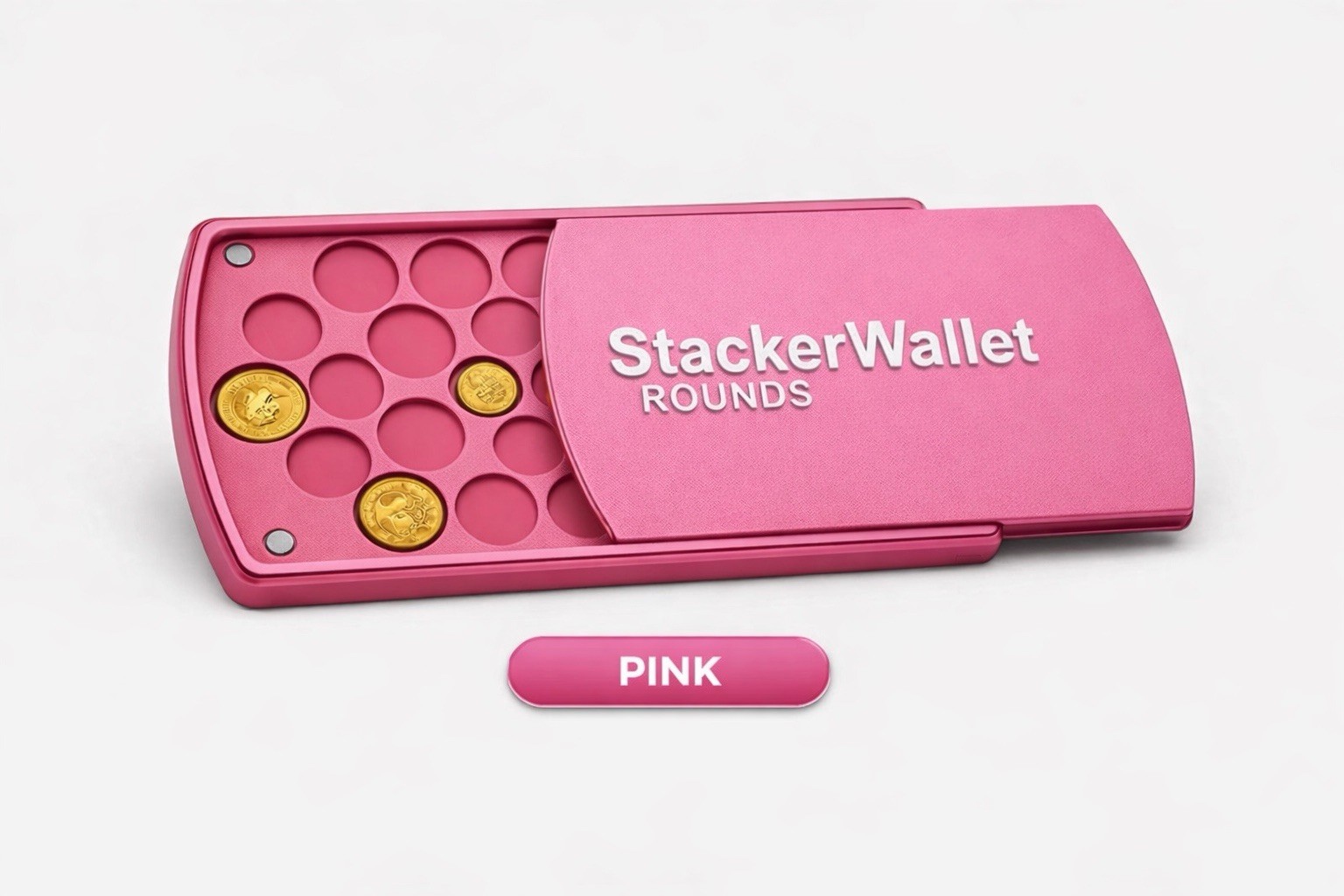 StackerWallet ROUNDS Coin Case | Gold Silver Platinum Storage | Magnetic Lid