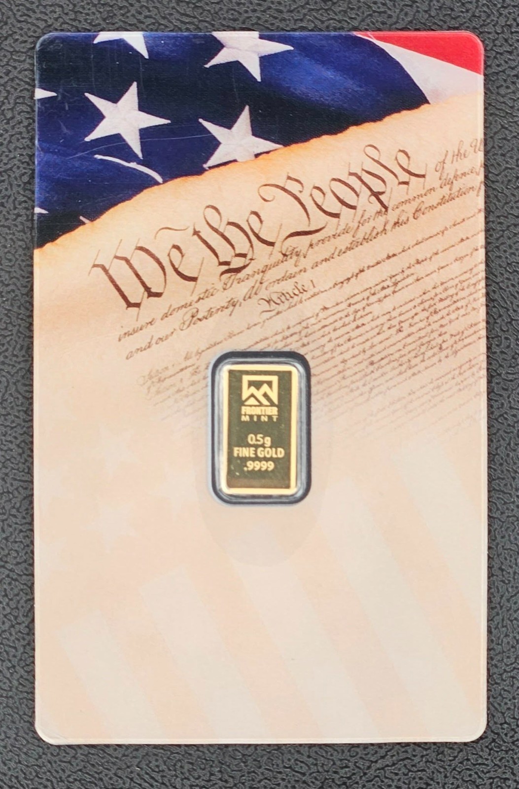 1/2 Gram GOLD BAR .9999 24K WE THE PEOPLE AMERICA 250th Frontier Mint Bullion