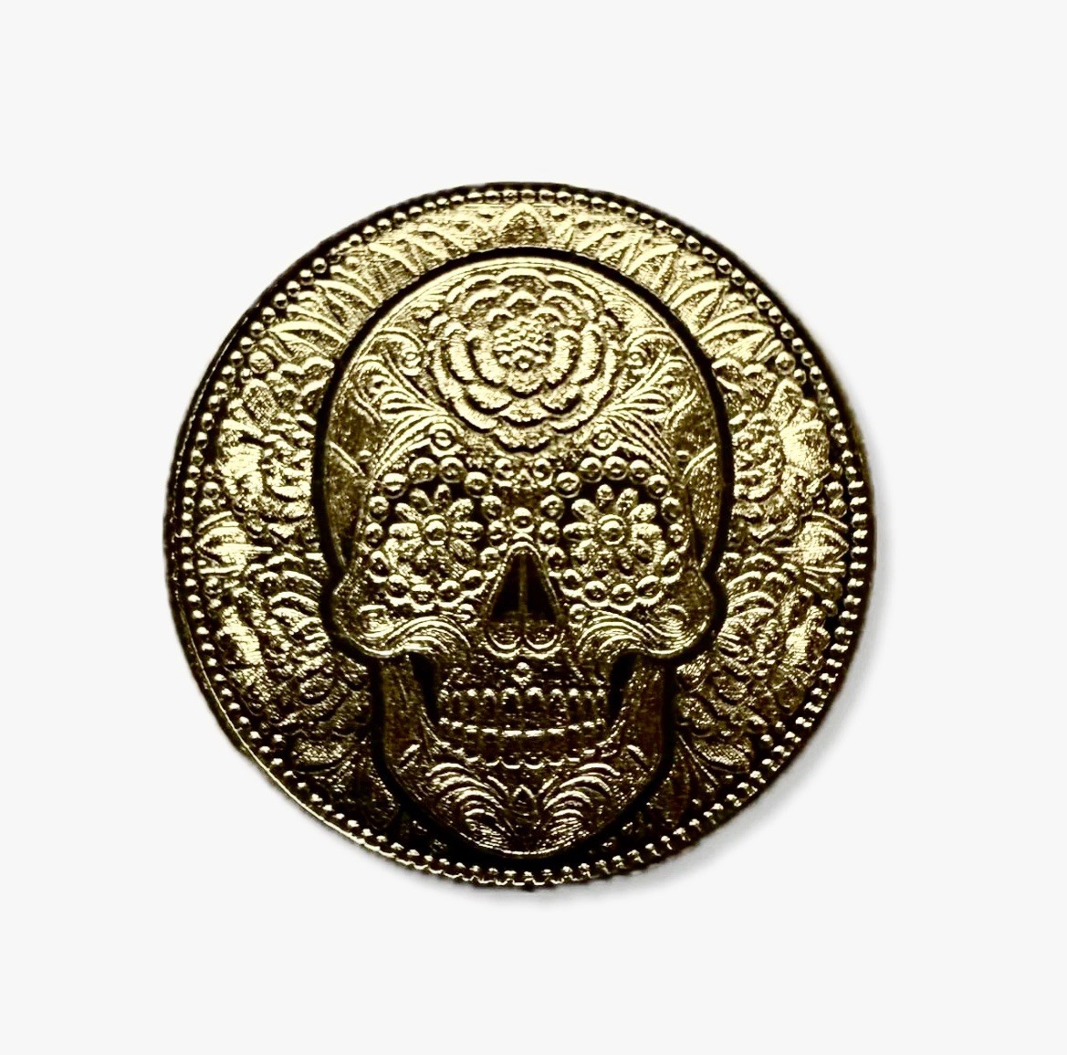 1/200 oz .9999 Fine Gold Round 💀Sugar Skull in Capsule Day of the Dead 💀