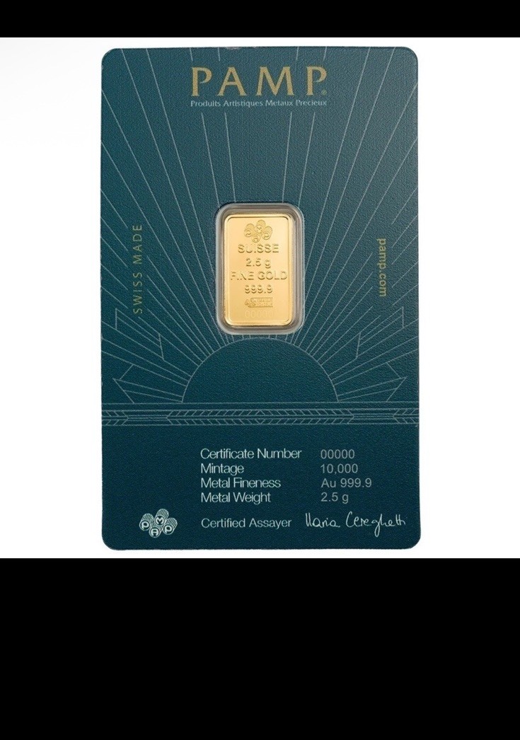 2.5 gram Gold Bar – PAMP Suisse Lady of Liberty (In Assay)