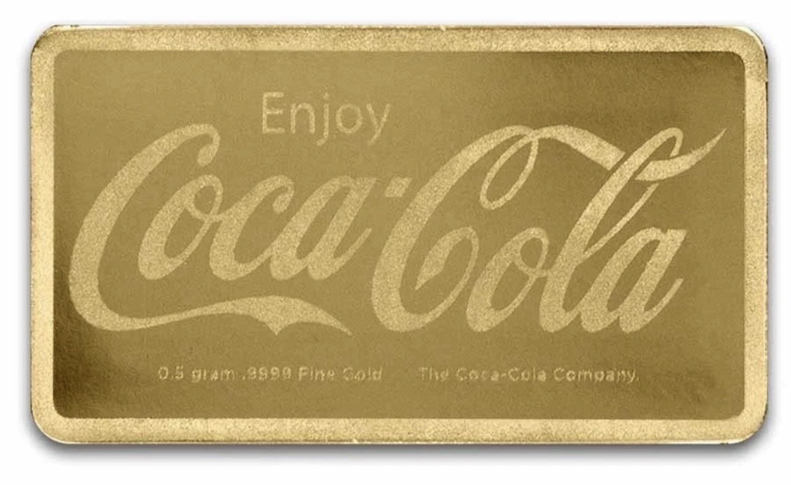 Coca-Cola 1/2 Gram Gold Bar .9999 Fine Official in Capsule