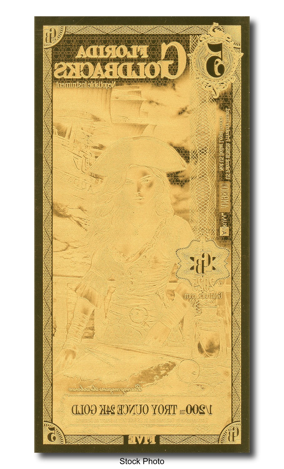 2025 Aurum 5 GB Florida 1/200oz 24K Gold Foil Note Ltd. Edition Five Goldbacks