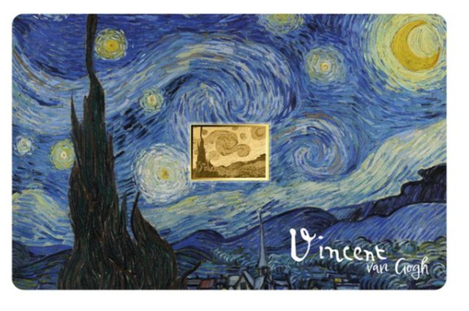 Vincent Van Gogh Starry Night 1/1000 Oz .999 Gold in Coin card