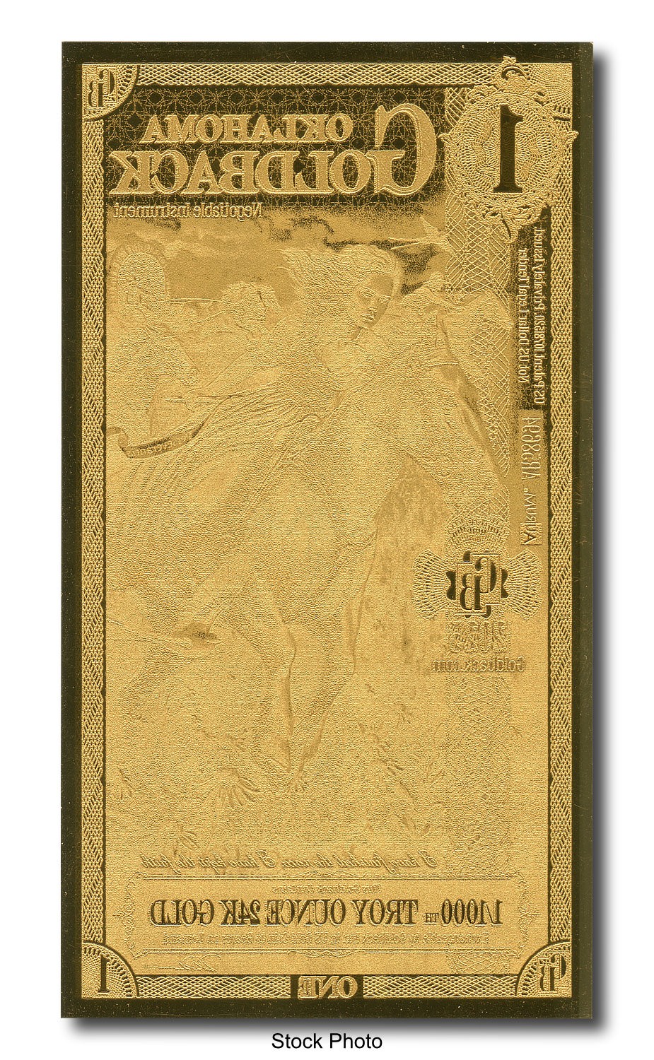2025 Aurum 1 GB Oklahoma 1/1000 oz 24K Gold Foil Note Ltd. Edition One Goldback