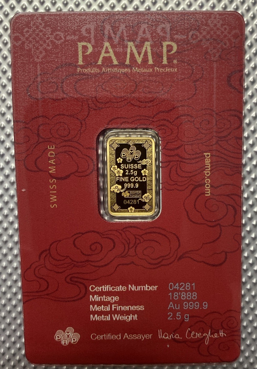 PAMP Suisse Lucky Cat 2.5 gram Gold Bar – (In Assay w/ Sleeve) Only 18,888 Made