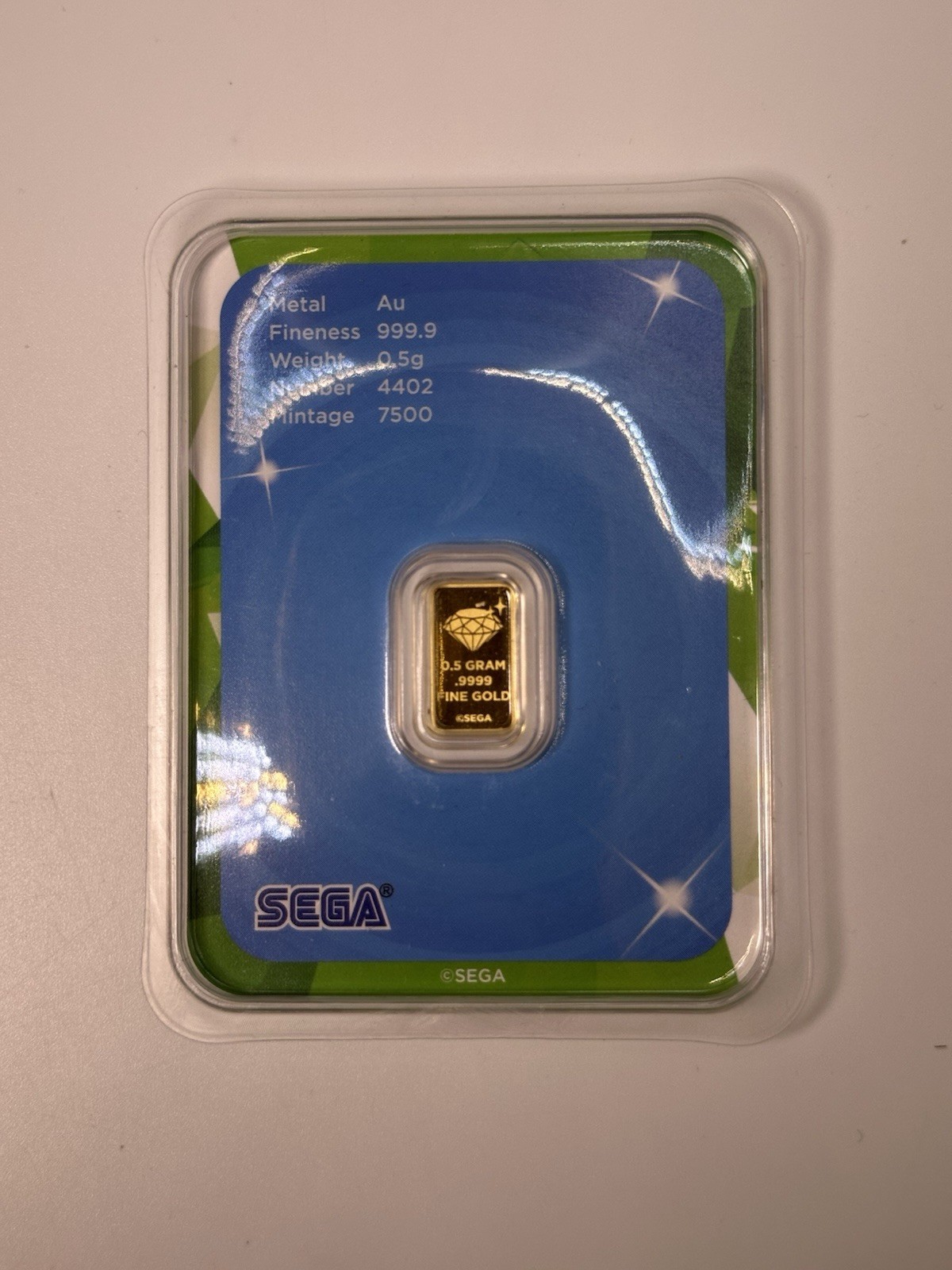 Sonic the Hedgehog 35th Anniversary 0.5g .9999 Fine Gold Bar Limited Edition TEP