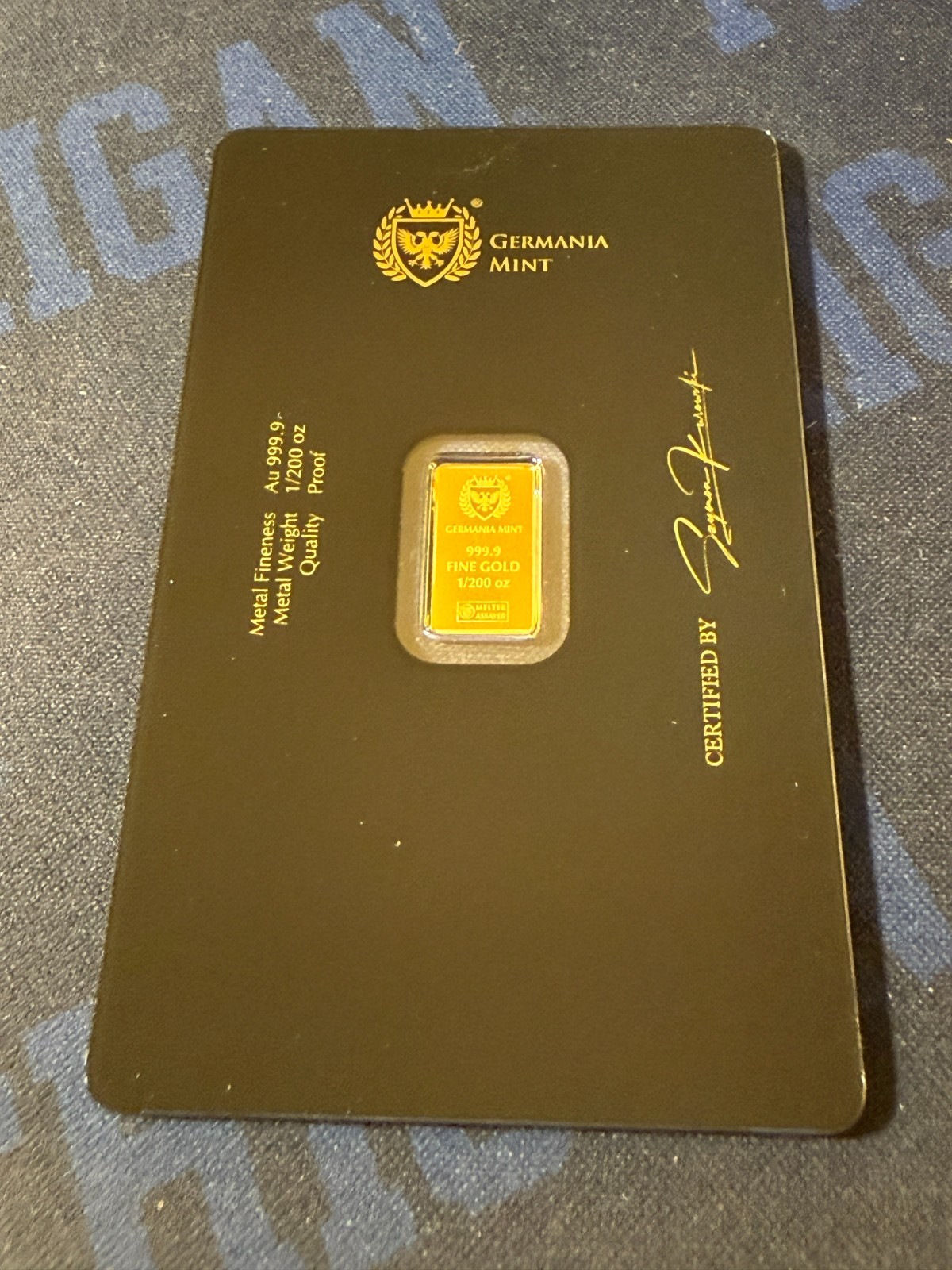 🔥2026 Germania Mint Lady Germania 1/200 oz .9999 Fine Gold Bar Proof Assay Card