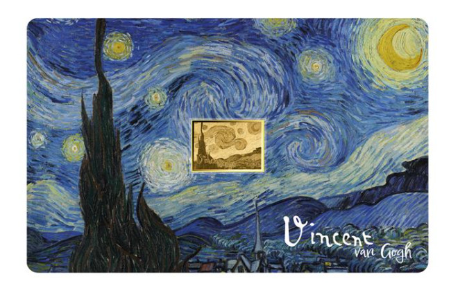Vincent Van Gogh Starry Night 1/1000 Oz .999 Gold in Coin card