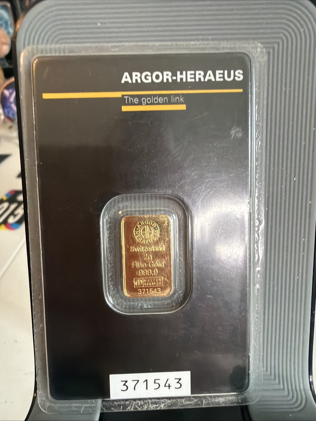 Argor Heraeus 2g Gold Bar MINT NEW! JM bullion Certified W/ Matching Numbers!