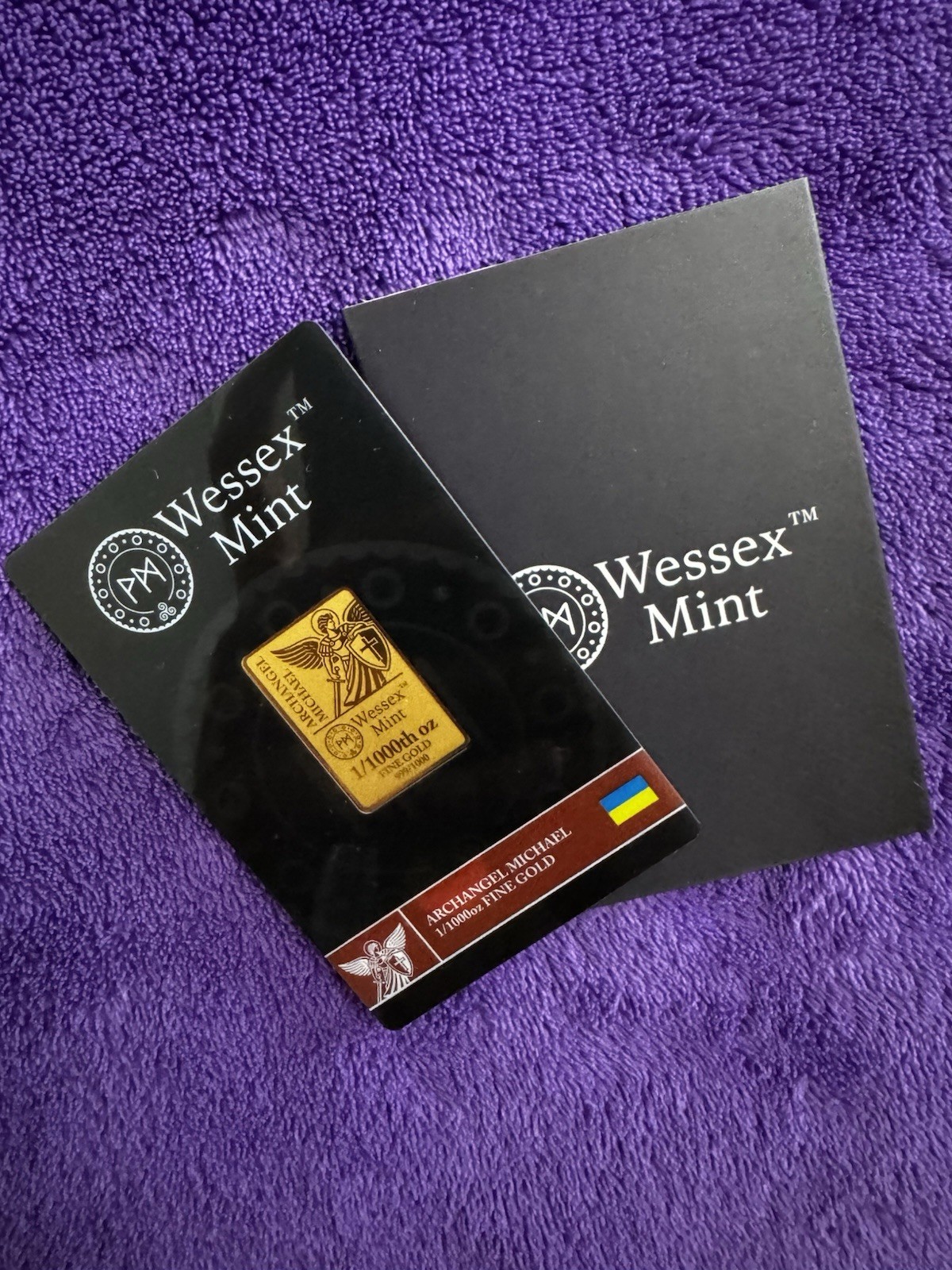 Wessex Mint 1/1000th ArchAngel Michael Leaf Limited Edition Gold Bar Mintage 49k
