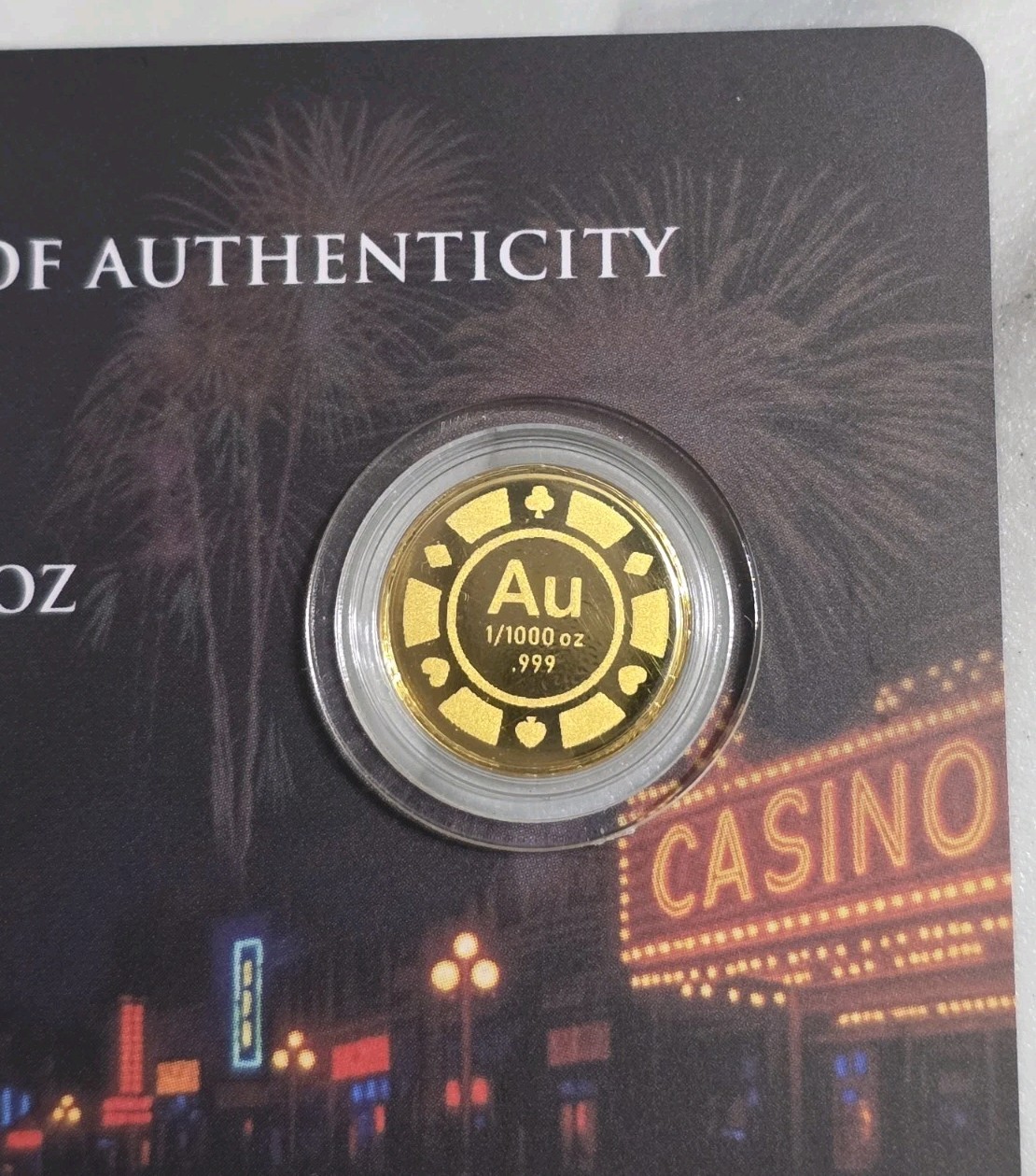 Roulette GOLD 1/1000 oz .999 Fine Coin in Card COA Limited Mintage 10,000🔥
