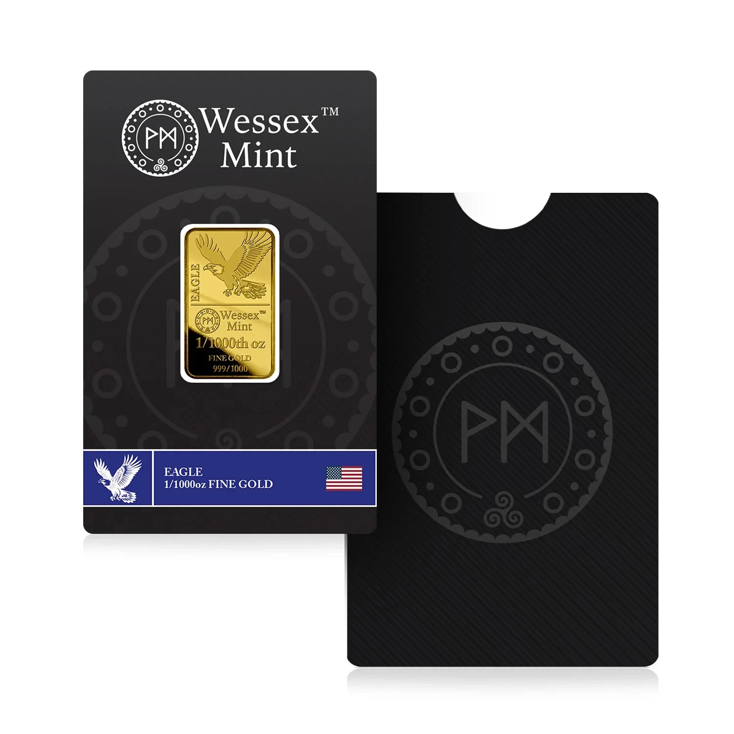 1/1000oz Gold Bar Wessex Mint Eagle 999 Fine Gold In Assay Sleeve Collectible