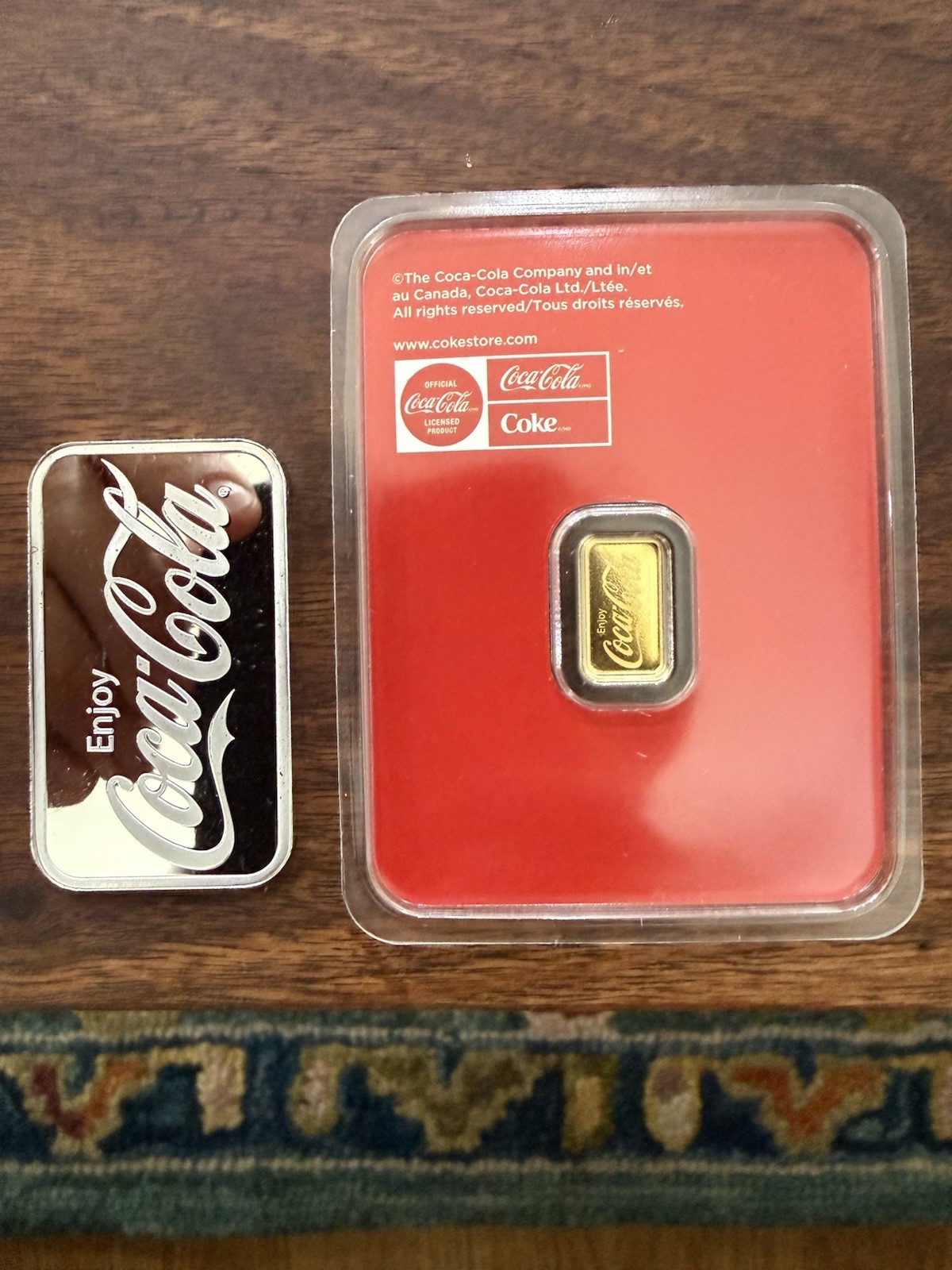 Coca Cola Precious Metal Combo 1/2 Gram Gold In Assay And 1 Oz Silver Matching