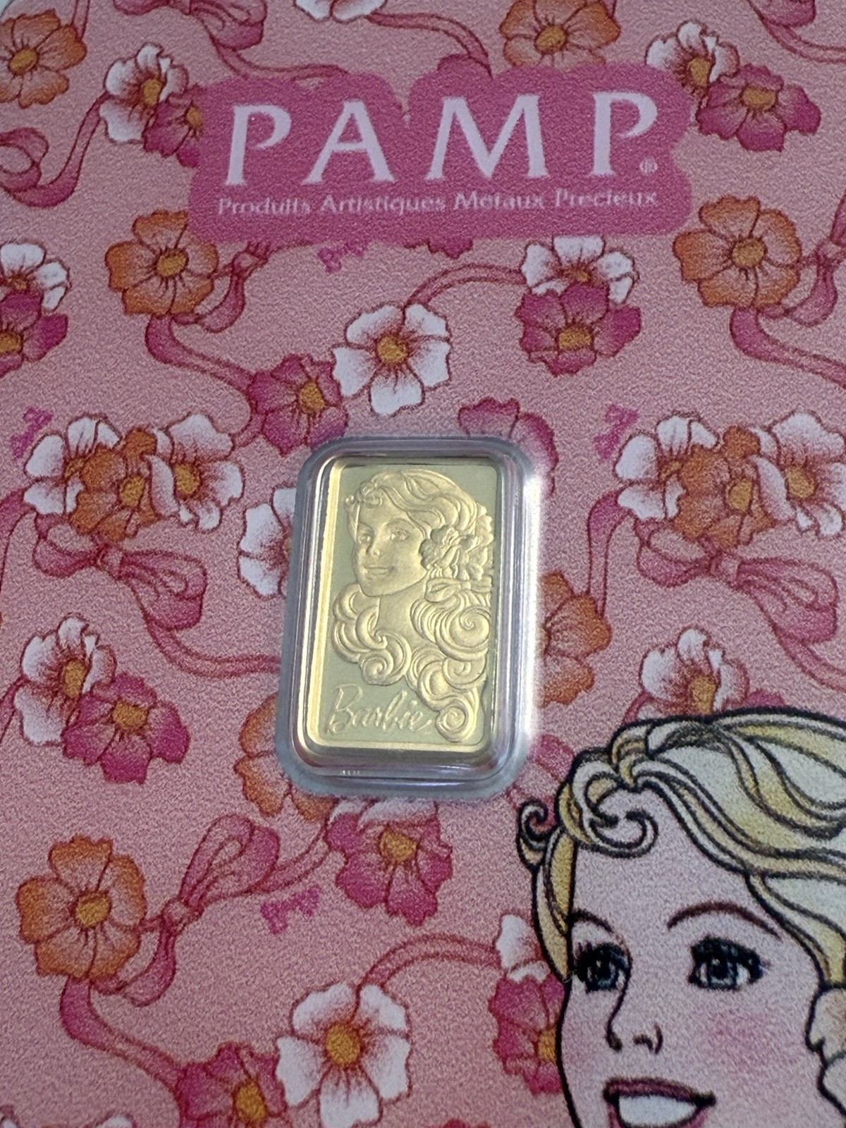 *NEW IN HAND – PAMP Suisse Barbie™ 1 Gram .9999 Fine Gold Bar – 5,000 Only