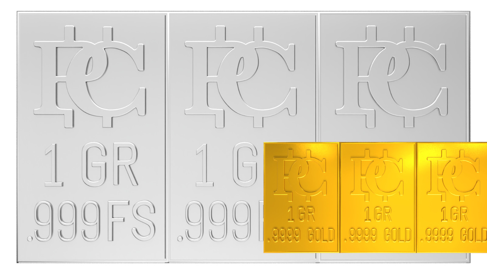 Silver/Gold Bars That Breaks into 3 One GR Bars Gold Bullion .9999 Gold Bar Au