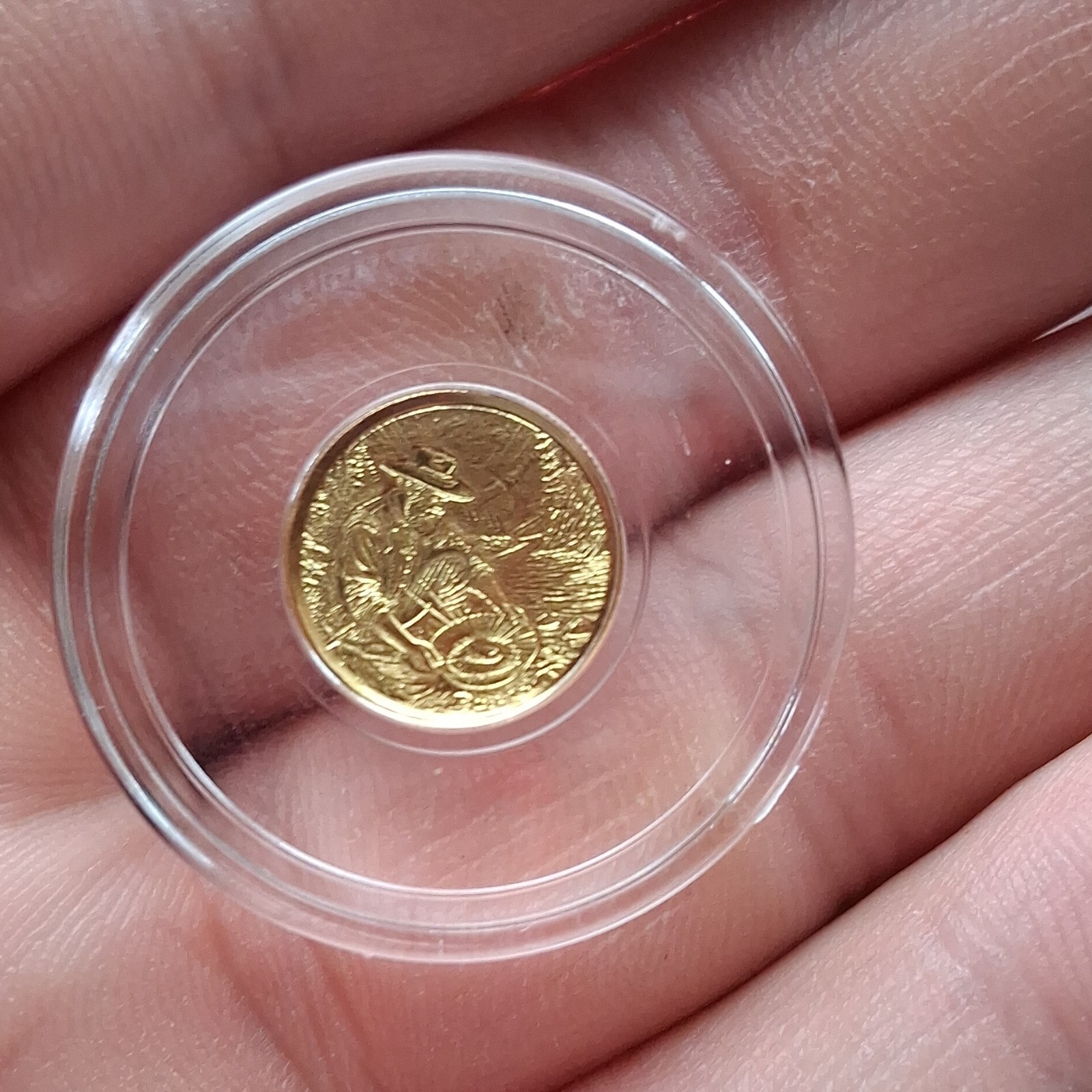 1/100th Troy Ounce .9999 Fine Gold prospector Round In Capsule