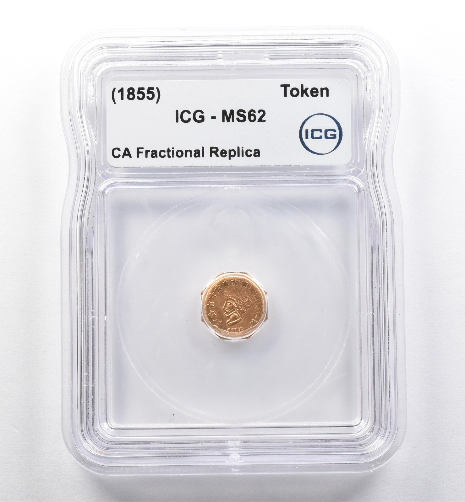 (1855) California Fractional Gold Token Indian Head 1/2 Dollar MS62 ICG *7442