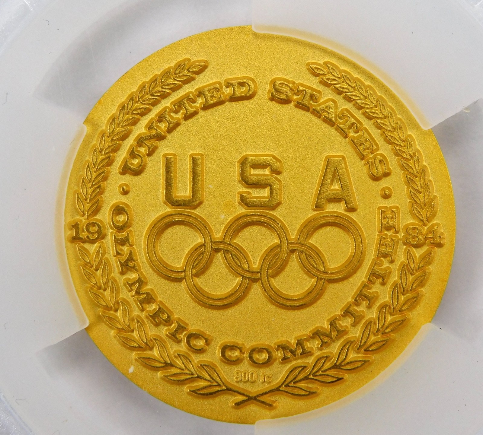 US 1984 Salvador Dali Olympic Games Gold Medal Medallion Round Coin Ski Skiing