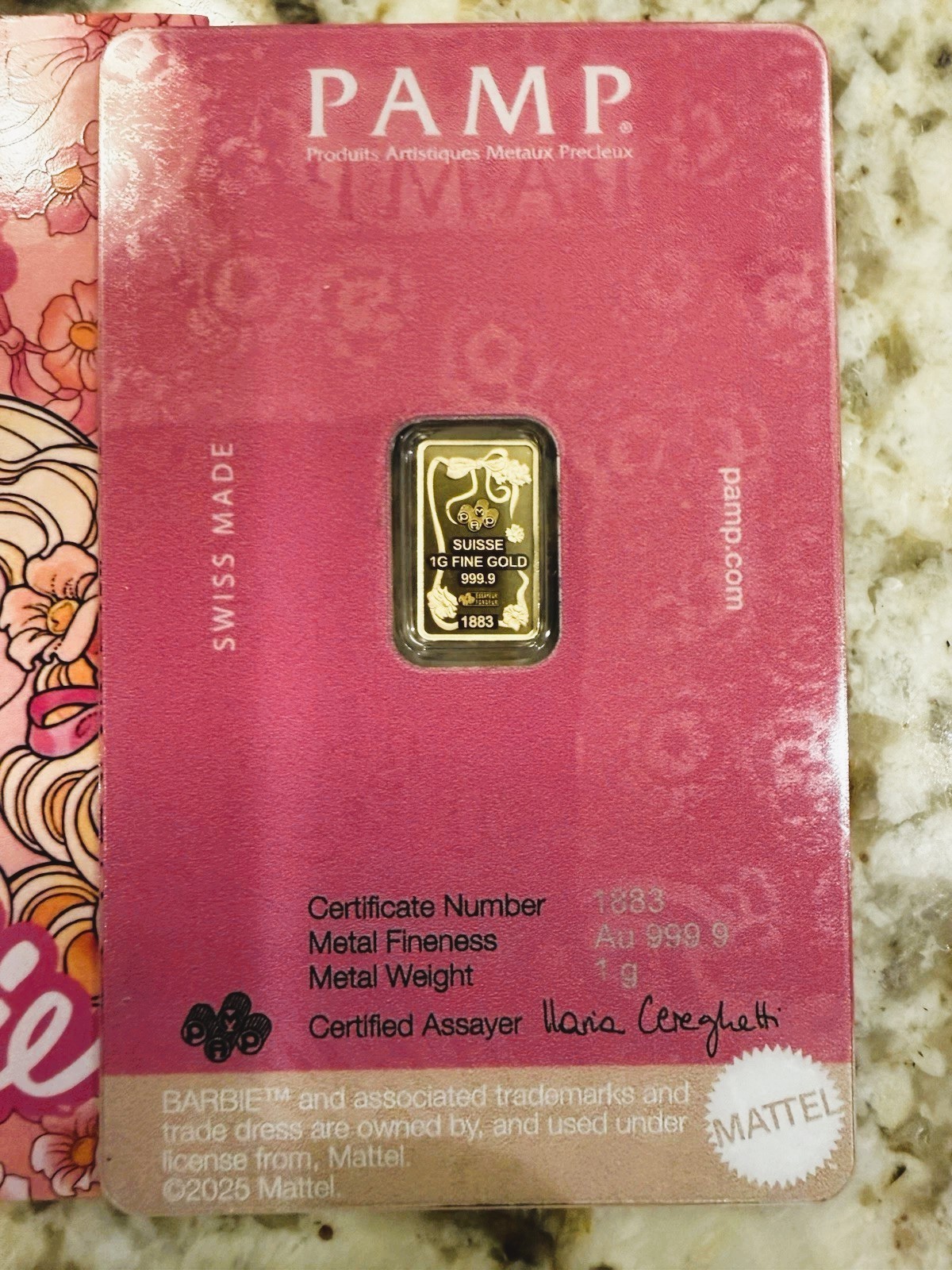 🔥SHIPS TODAY 🔥 PAMP Suisse Barbie™ 1 Gram .9999 Fine Gold Bar – 5,000 Mintage