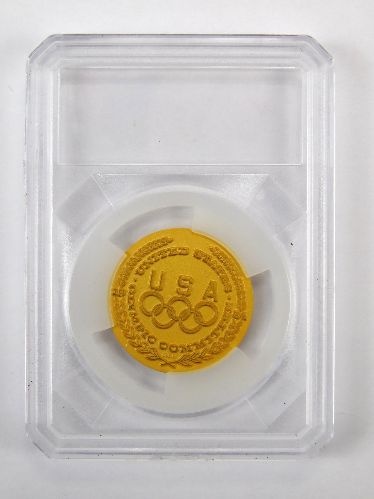 US 1984 Salvador Dali Olympic Games Gold Medal Medallion Round Coin Ski Skiing