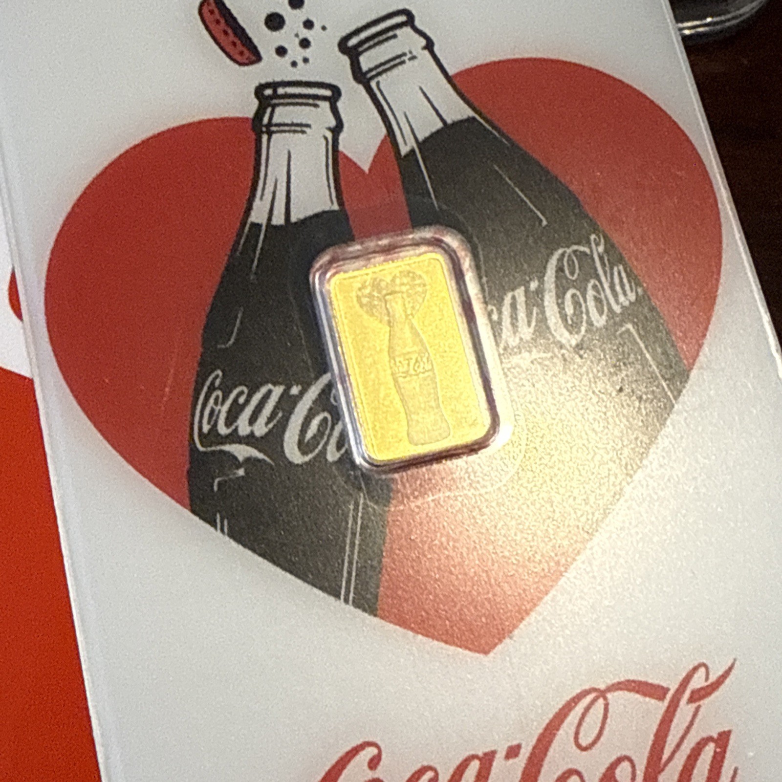 1 Gram Gold Bar PAMP Coca-Cola Valentine’s Love Bar .9999 Assay Actual Bar Pic!